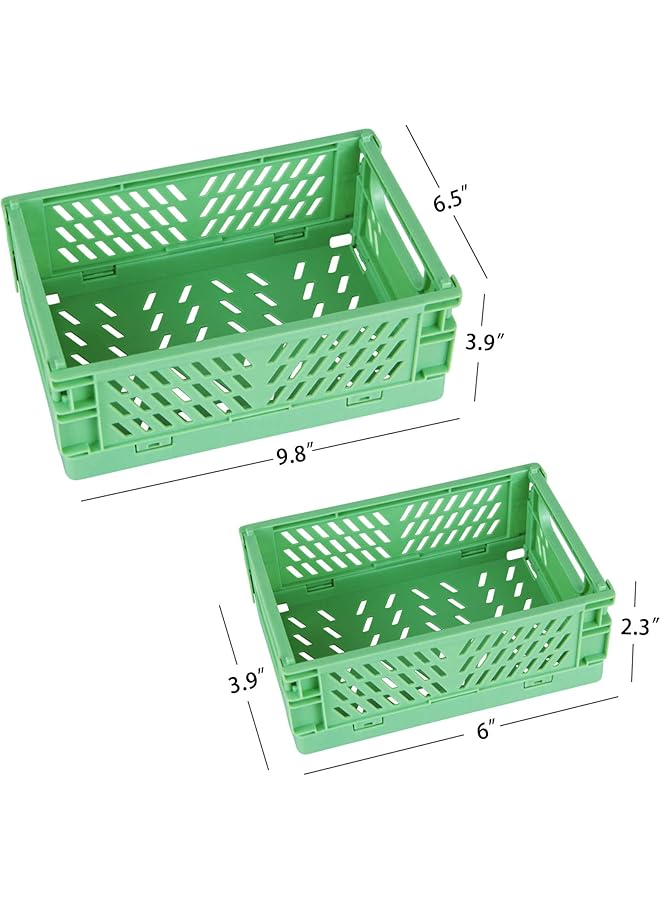 إيروريكس عبوتان من سلال بلاستيكية صغيرة قابلة للطي للتنظيم والتخزين، صندوق تخزين قابل للطي للمنزل والمطبخ وغرفة النوم والحمام والمكتب 5.9X3.8X2.2، أخضر - Image 2