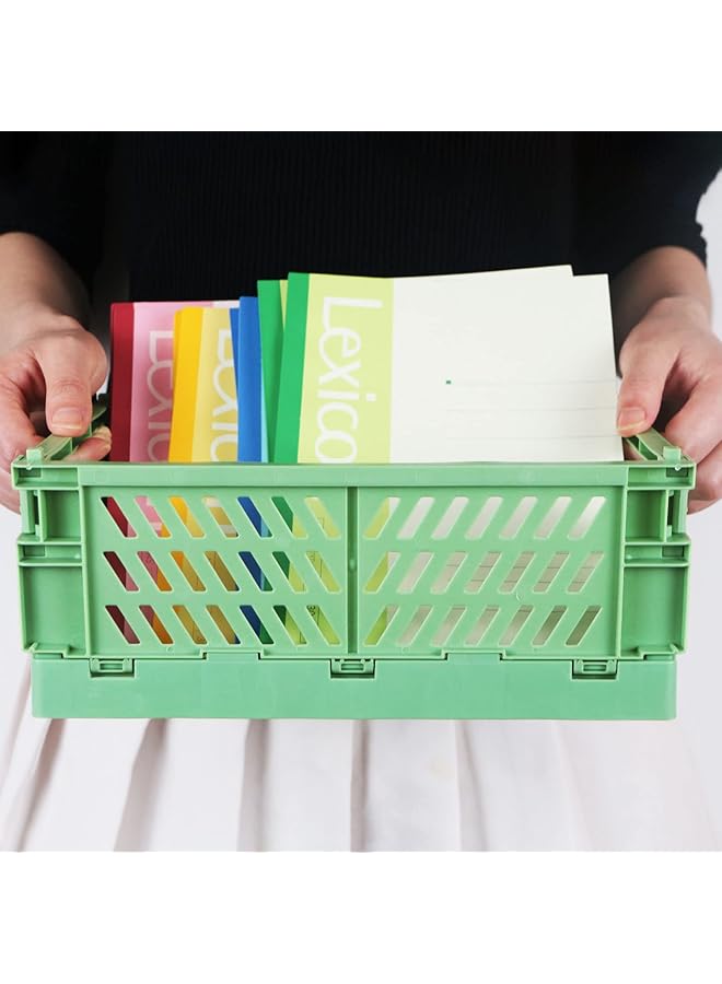 إيروريكس عبوتان من سلال بلاستيكية صغيرة قابلة للطي للتنظيم والتخزين، صندوق تخزين قابل للطي للمنزل والمطبخ وغرفة النوم والحمام والمكتب 5.9X3.8X2.2، أخضر - Image 4