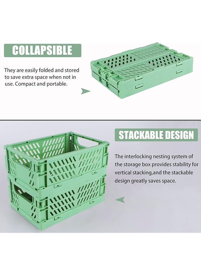 إيروريكس عبوتان من سلال بلاستيكية صغيرة قابلة للطي للتنظيم والتخزين، صندوق تخزين قابل للطي للمنزل والمطبخ وغرفة النوم والحمام والمكتب 5.9X3.8X2.2، أخضر - Image 3
