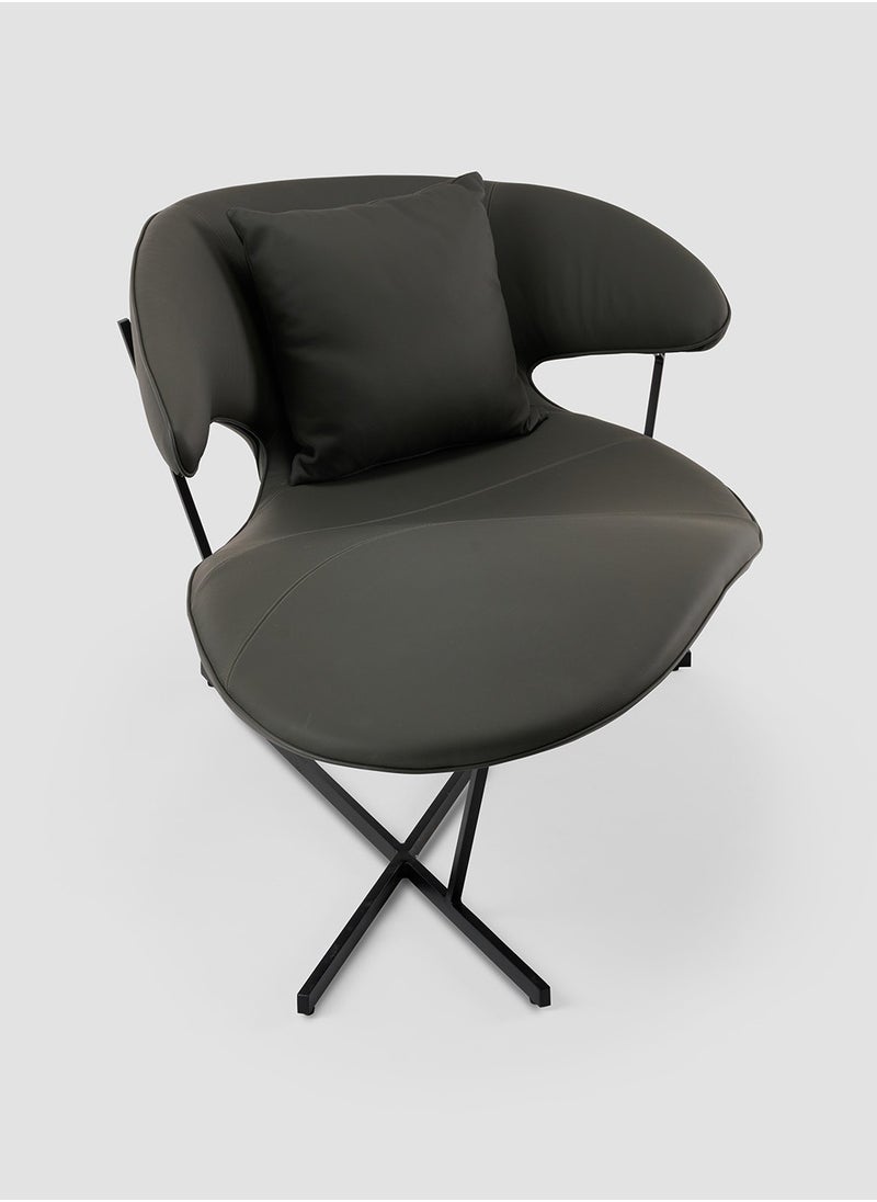 AL HUZAIFA FURNITURE - Ryder Half-Leather Leisure Chair, Stainless Steel Legs - Image 1