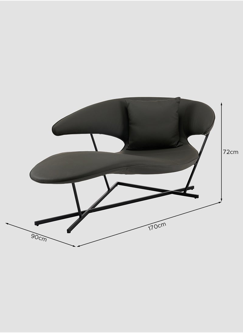 AL HUZAIFA FURNITURE - Ryder Half-Leather Leisure Chair, Stainless Steel Legs - Image 1