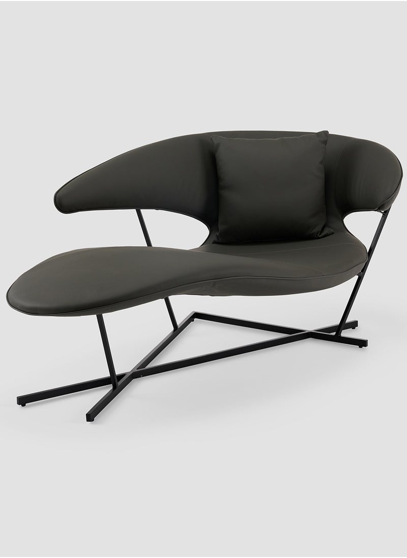 AL HUZAIFA FURNITURE - Ryder Half-Leather Leisure Chair, Stainless Steel Legs - Image 1