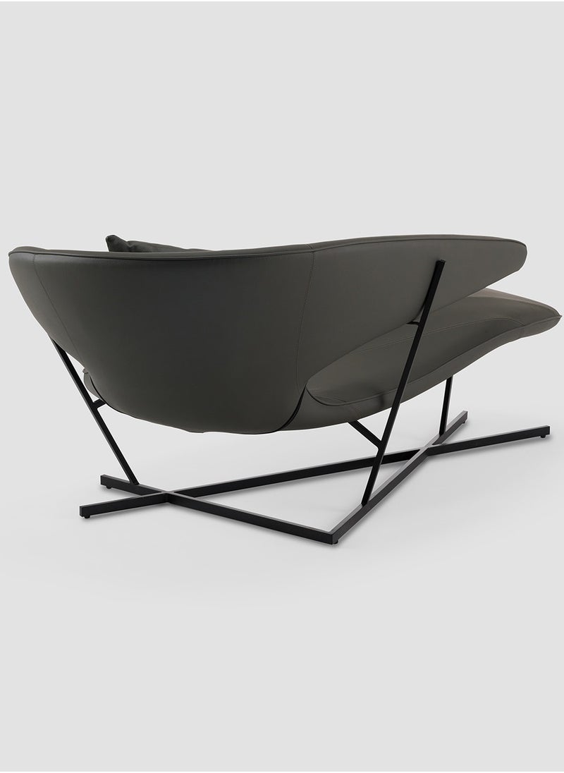 AL HUZAIFA FURNITURE - Ryder Half-Leather Leisure Chair, Stainless Steel Legs - Image 1