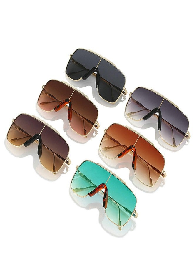 Mincl Retro Oversized Square Sunglasses for Women Men Vintage Large Metal Shield Shades Female One Piece Sunnies UV400 (leopard) - Image 3