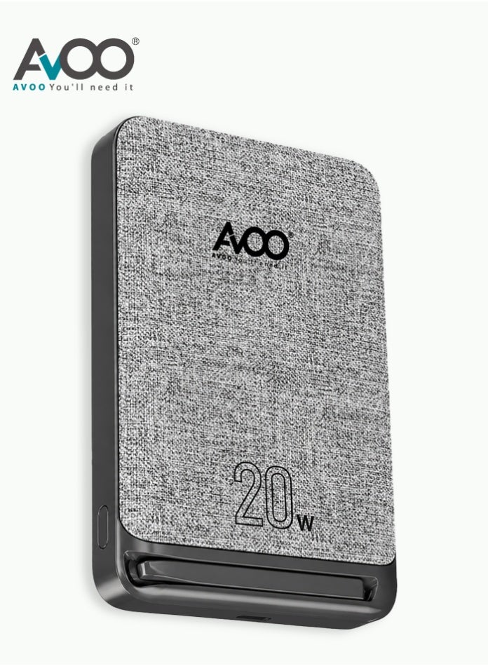 أفو باور بنك مغناطيسي لاسلكي MagGo فائق النحافة 10000mAh شحن سريع PD مع حامل مدمج – شاحن متنقل للآيفون وسامسونج وأندرويد – بطارية متنقلة للرحلات والاستخدام اليومي - Image 1