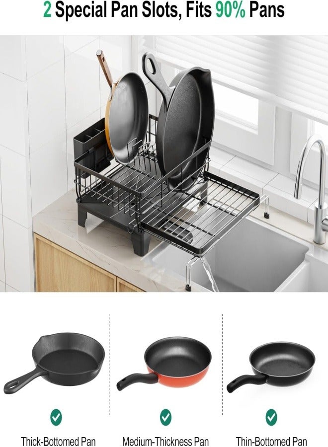 Extendable Stainless Steel Dish's Drying Racks, 2-in-1 Sink Organizer Kitchen Drainer with Utensil Holder's, Kitchen Organizer for Dishes, Spoons and Forks, Anti-Rust Countertop Storage Tray for Home Kitchen Organization - Image 4