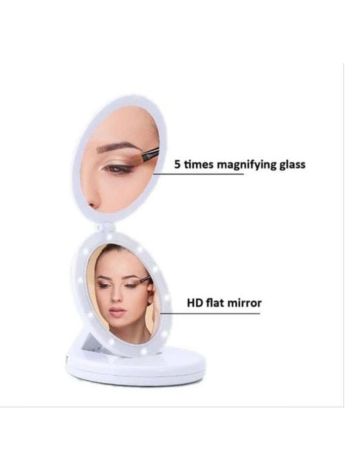2-in-1 LED Makeup Mirror – Dual-Sided Magnifying Mirror with Adjustable Light, Battery & USB Powered, Ideal for Makeup and Skincare - Image 3