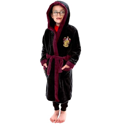 Harry Potter Robe | Gryffindor Kids Bathrobes | Hogwarts Fleece Robe Size 6 Black - Image 2