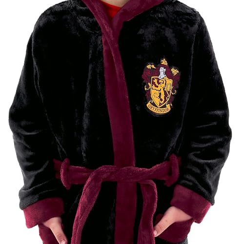 Harry Potter Robe | Gryffindor Kids Bathrobes | Hogwarts Fleece Robe Size 6 Black - Image 3
