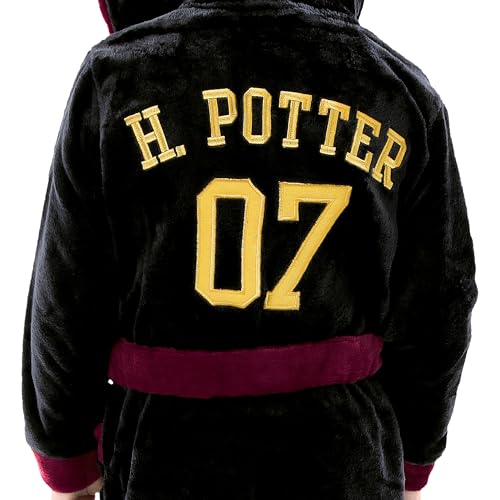 Harry Potter Robe | Gryffindor Kids Bathrobes | Hogwarts Fleece Robe Size 6 Black - Image 5