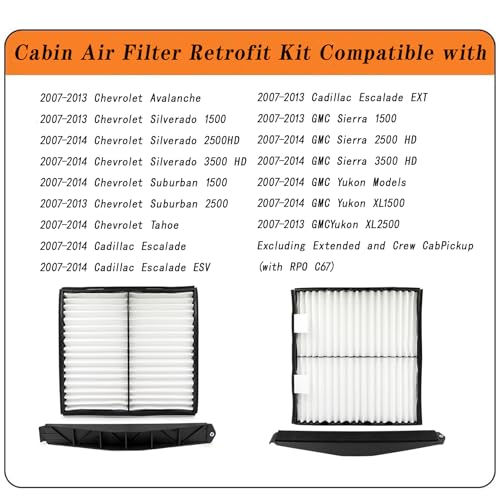 ZIMGLOBAL Cabin Air Filter Retrofit Kit for 2007-2014 Chevy Silverado Suburban Tahoe Avalanche | GMC Sierra Yukon | Cadillac Escalade | Replaces #22759208 259-200 22759203 103948 - Image 4