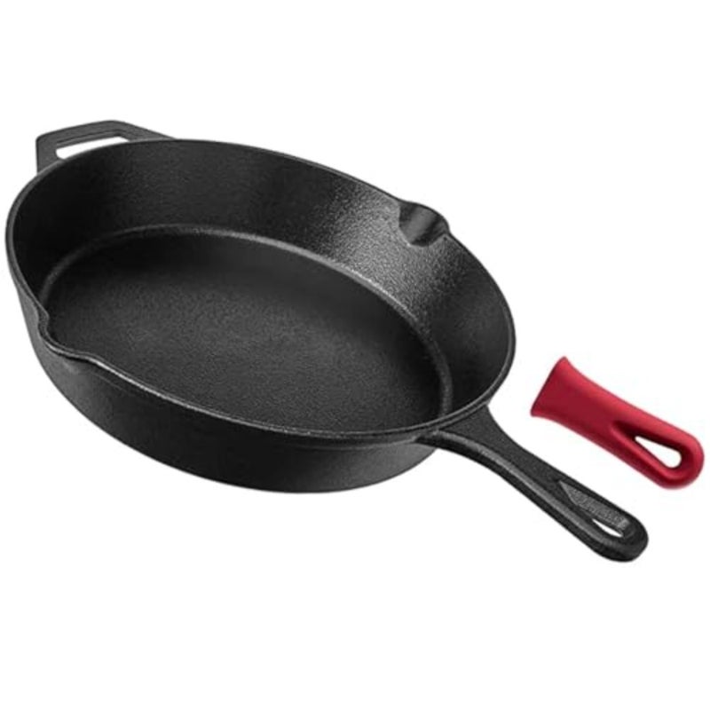 Cast Iron Skillet Pre-Seasoned Frying Pan: Upgraded Seasoned Cast Iron Pan with Handles Premium Cookware Skillet - Safe Grill Cookware for Indoor and Outdoor Use 26cm, Black - Image 1