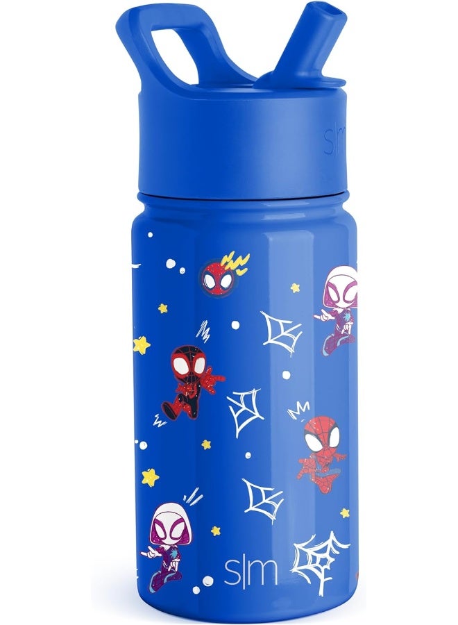 Summit Straw Lid Spiderman Kids Water Bottle With Straw Lid | Marvel Insulated Stainless Steel Reusable Tumbler Gifts For School Toddlers Boys | Summit Collection | 14Oz Spidey And Friends  - Image 5