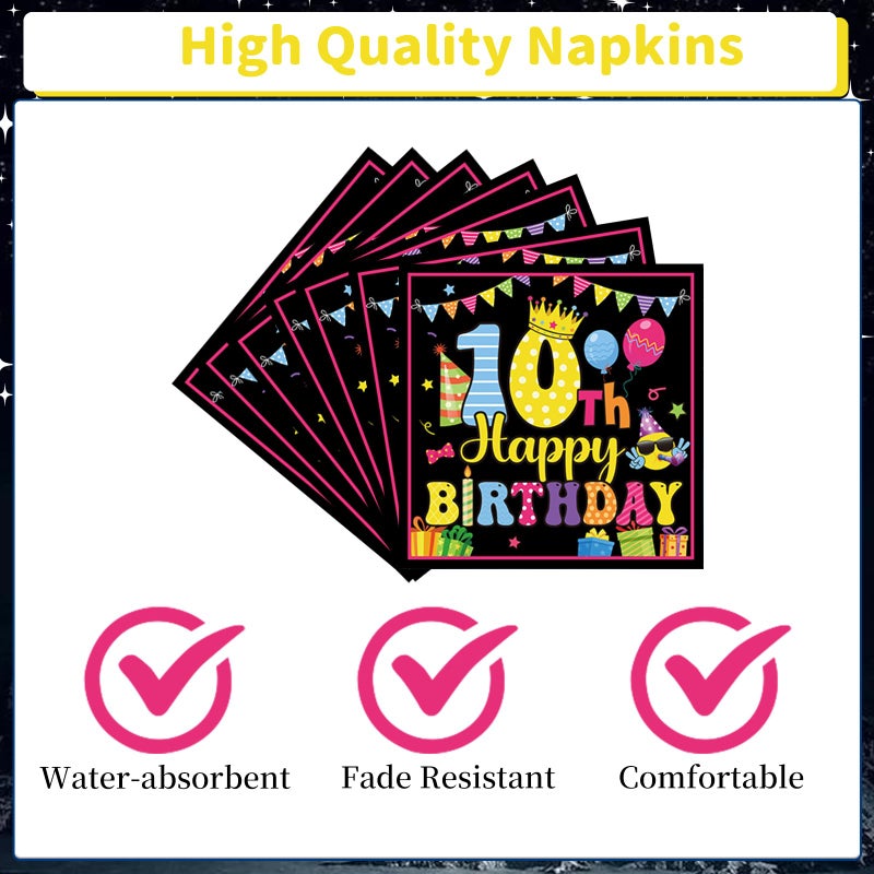 Refavor 10th Birthday Tableware Decorations  96PCS Out Single Digits Party Plates and Napkins Set  Colorful I'm 10 Disposable Dinnerware Supplies Serves 24 - Image 3