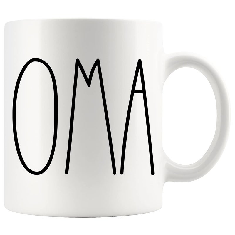 Moon9xx Oma Coffee Mug Oma Rae Dunn Inspired Rae Dunn Style Birthday Merry Christmas Mother Day Family Coffee Mug Birthday Present For The Best Oma Ever Coffee Cup 11ozWhite