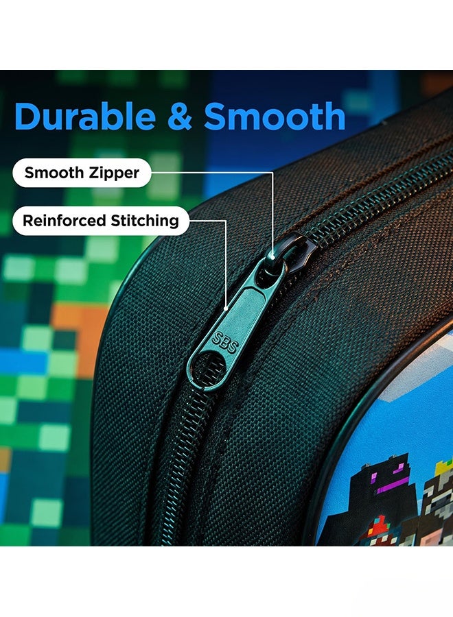 Minecraft Kids Pencil Case Large Capacity Zipper Pen Bag,Pixel Game Characters Printed Stationery Pouch for Boys Girls School Office Stationery Storage Bithday Gift Party Favor - Image 4