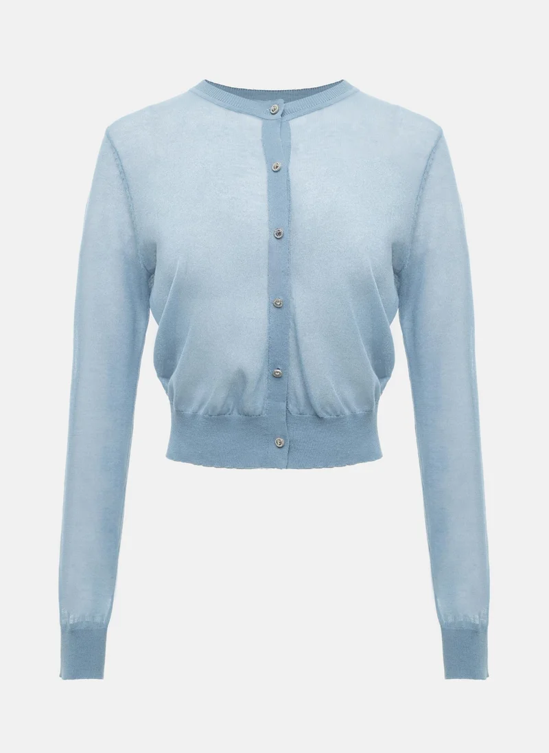 Lichi Straight cardigan in semi-transparent jersey