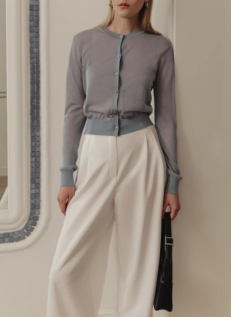 Lichi Straight cardigan in semi-transparent jersey