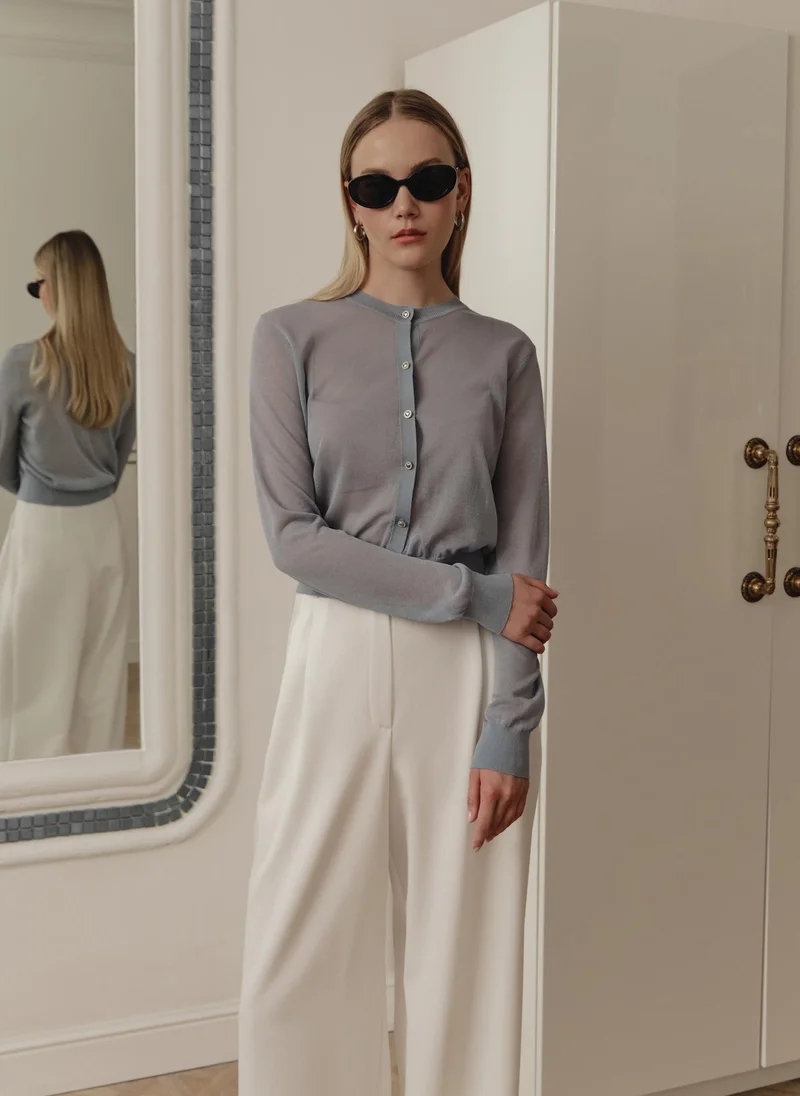 Lichi Straight cardigan in semi-transparent jersey