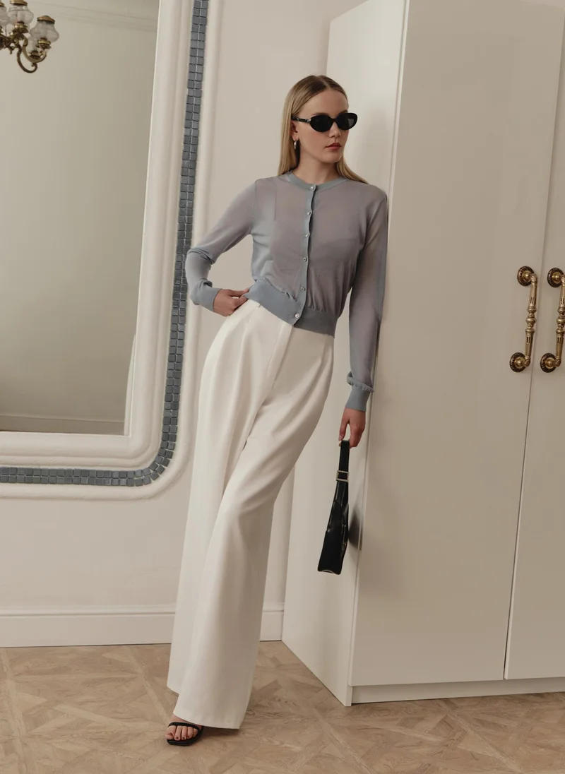 Lichi Straight cardigan in semi-transparent jersey