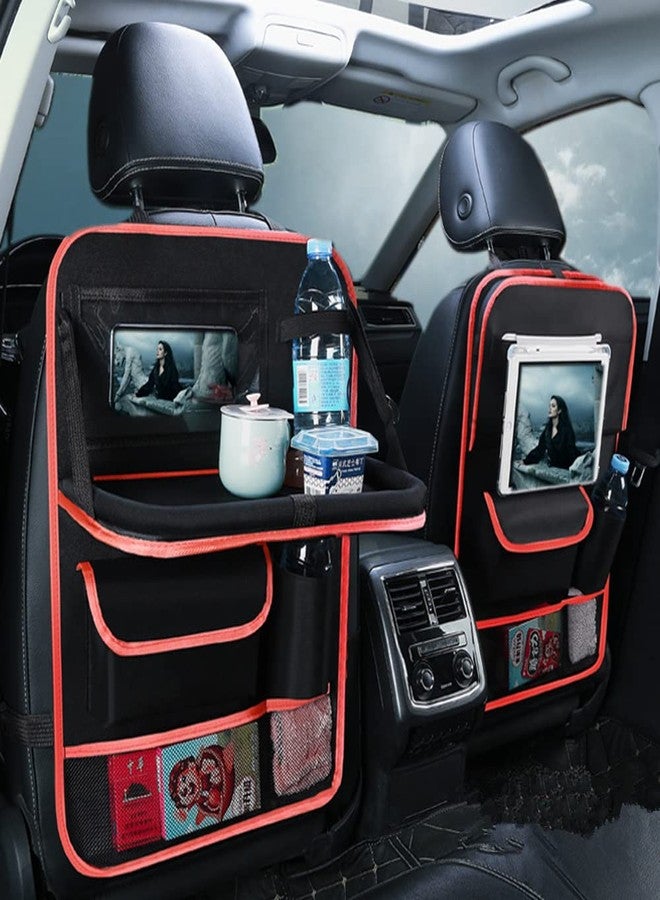 Tumecos 2 Pack Car Seat Back Organizer and Storage with Touch Screen Tablet Holder, Kick Mats, Back Seat Protector (black&red) - Image 1