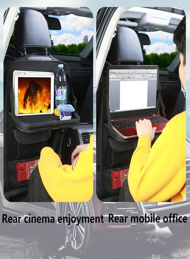 Tumecos 2 Pack Car Seat Back Organizer and Storage with Touch Screen Tablet Holder, Kick Mats, Back Seat Protector (black&red) - Image 3