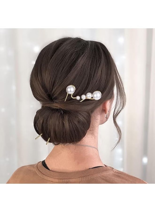 3 Pcs Pearl Hair Styling Pins, Crystal Metal Updo Head Piece, Vintage Diamond Hair Stick Accessories - Image 5