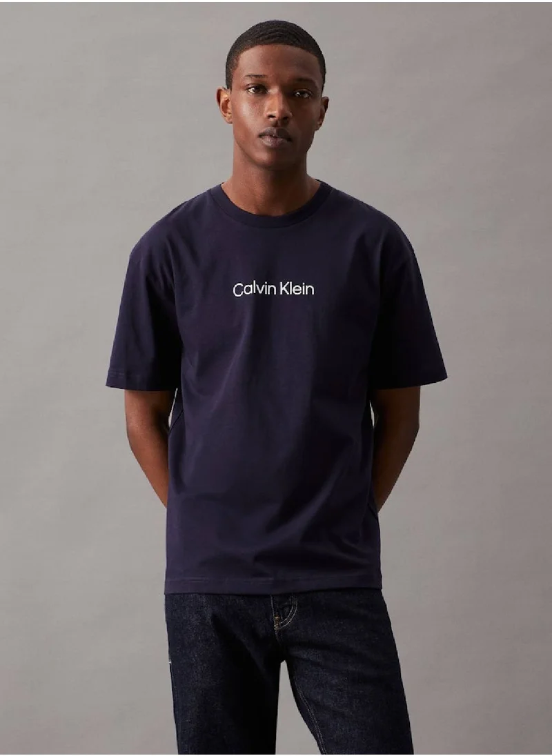 CALVIN KLEIN Men's Cotton Logo T-Shirt, Navy Blue