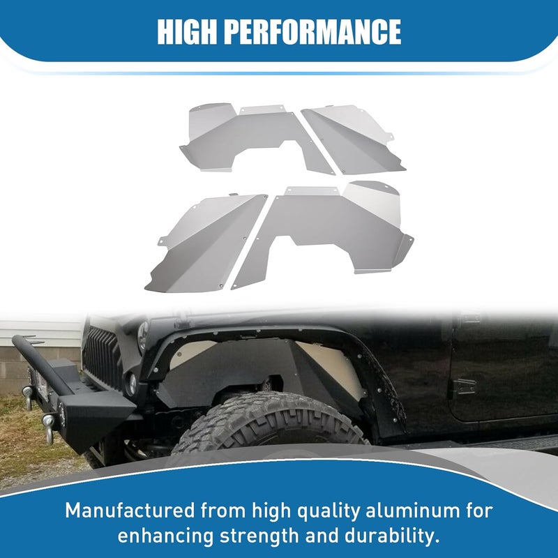 ECOTRIC Front Inner Fender Liners for 2007-2018 Jeep Wrangler JK & JKU Unlimited - Image 5