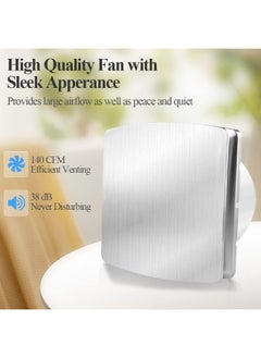 Generic WiseWater Bathroom Exhaust Fan 140CFM 38 dB 6” Duct 7.6" Panel Extractor Fan, Ceiling&Wall Mounted Ventilation Fan for Bathroom, Laundry Room, Bedroom, Office  - Image 3