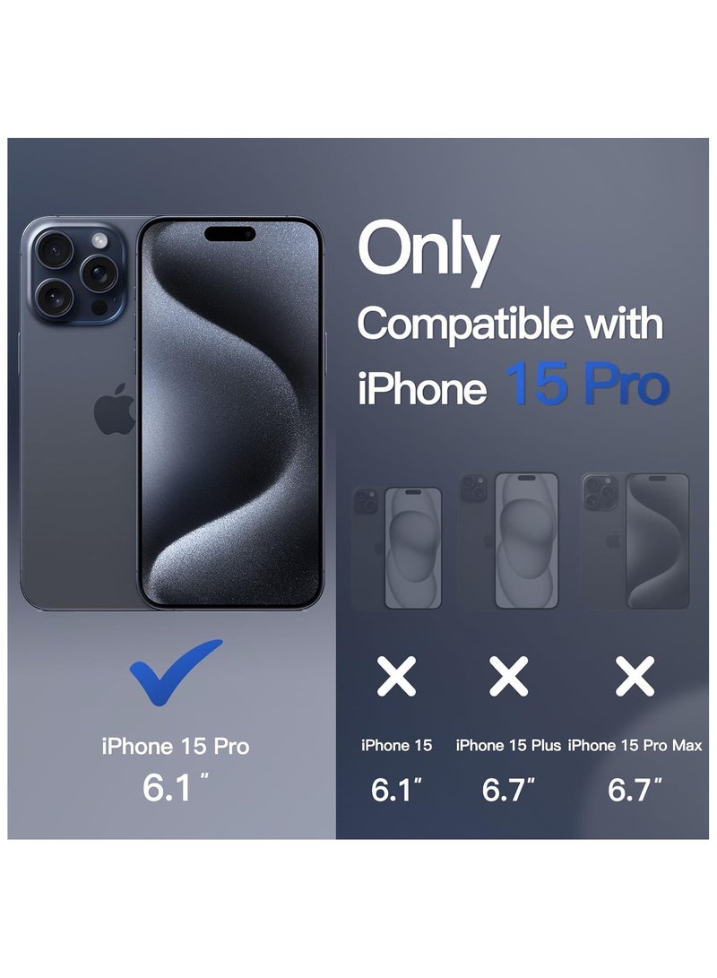 جي تيك حافظة مغناطيسية لهاتف آيفون 15 برو مقاس 6.1 بوصة متوافقة مع غطاء هاتف Magsafe شفاف غير لامع وغطاء خلفي نحيف مقاوم للصدمات أزرق - Image 2