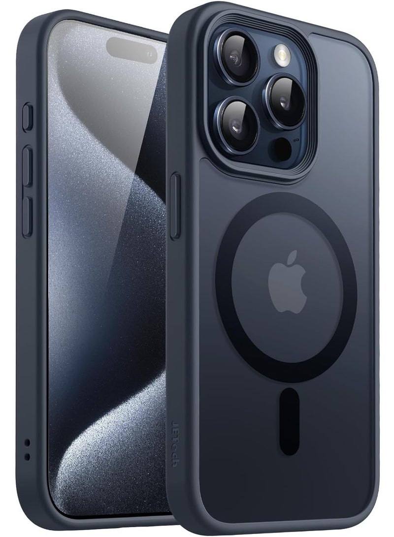 جي تيك حافظة مغناطيسية لهاتف آيفون 15 برو مقاس 6.1 بوصة متوافقة مع غطاء هاتف Magsafe شفاف غير لامع وغطاء خلفي نحيف مقاوم للصدمات أزرق - Image 1