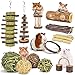 ERKOON New 12 Pack Hamster Chew Toys Gerbil Rat Guinea Pig Chinchilla Chew Toys Accessories Natural Wooden Dumbbells Exercise Bell Roller Teeth Care Molar Toy for Rabbits Bird Rabbits Hamster Gerbil - Image 3