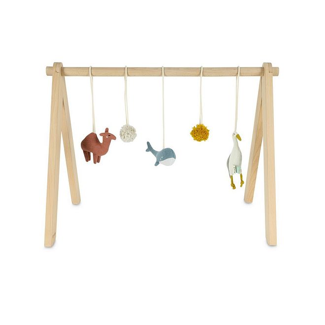 Trixie Wooden Activity Arch for Infants 6M+, Organic Cotton Hand-Eye Coordination Toy L45xW64cm - Image 1