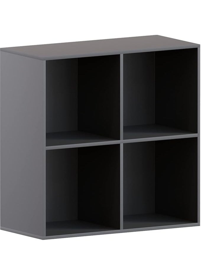 MODERN HOME 4-Cube Black Bookcase – Sleek Storage Organizer for Living Room & Home Office.  - Image 1