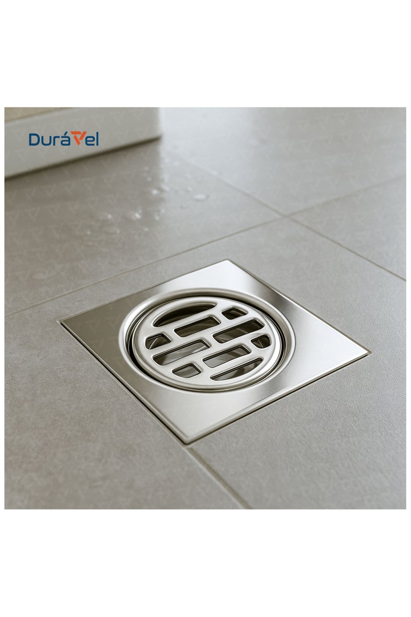 درافل غطاء تصريف أرضي مربع من دورافيل، مصنوع من الفولاذ المقاوم للصدأ، بتصميم عصري، مطلي بالنيكل المصقول - Image 5
