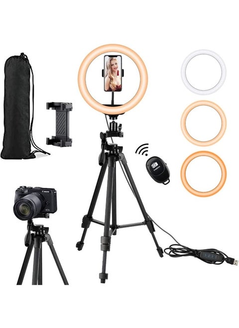 Selfie Ring Light with Tripod Phone Holder for Tik Tok YouTube Live Stream Makeup Led Ringlight for Vlog Photography with Tripod light ring for video recording