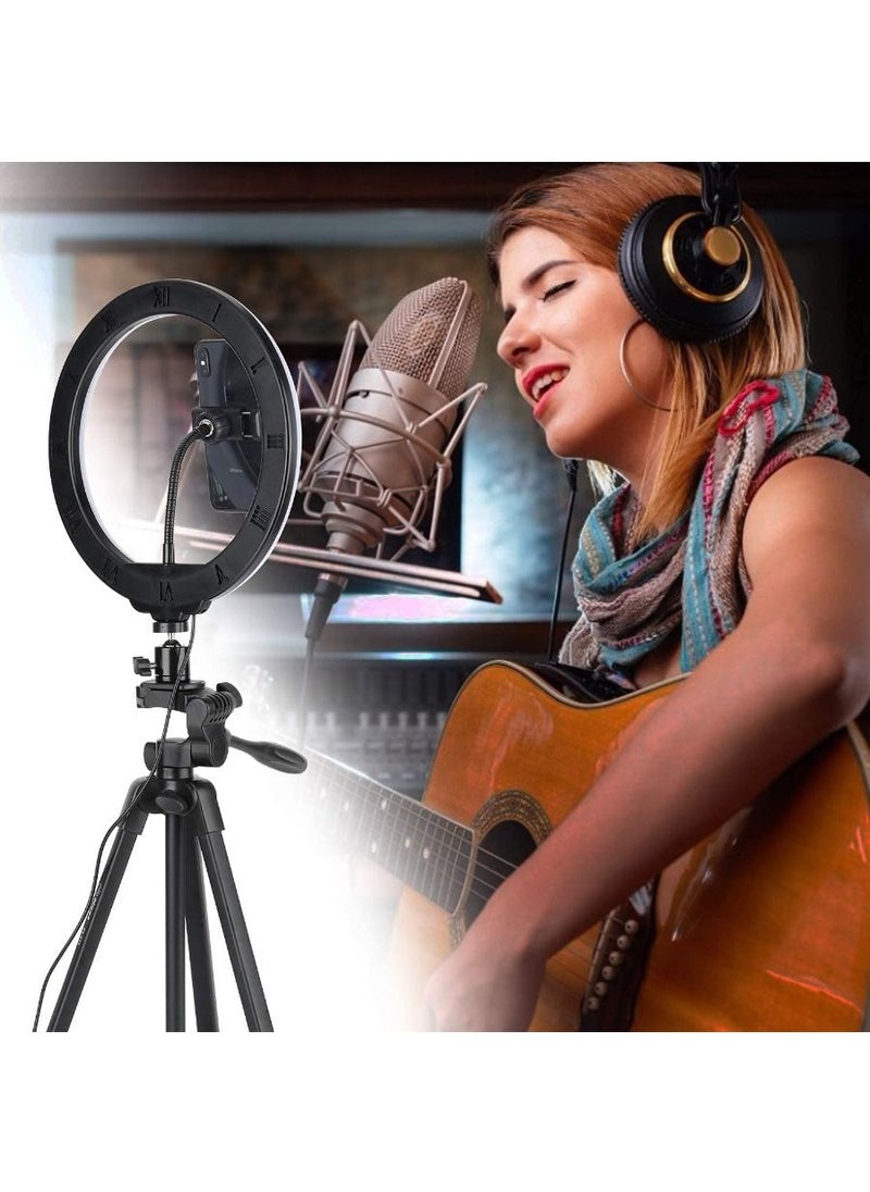 Selfie Ring Light with Tripod Phone Holder for Tik Tok YouTube Live Stream Makeup Led Ringlight for Vlog Photography with Tripod light ring for video recording