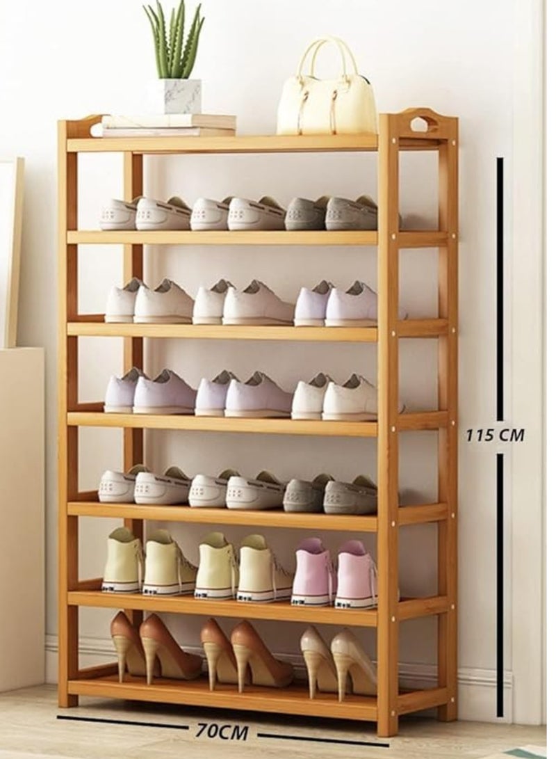 Blueland 7 Tier Wooden Shoe Rack, Bamboo Shoes Cabinet, Free Standing Entryway Shoe Tower Shelf, Shoes Organizer, Multi-Function Organizer, Boots Storage Shelf Modern House Furniture Home Office Stands - Image 1