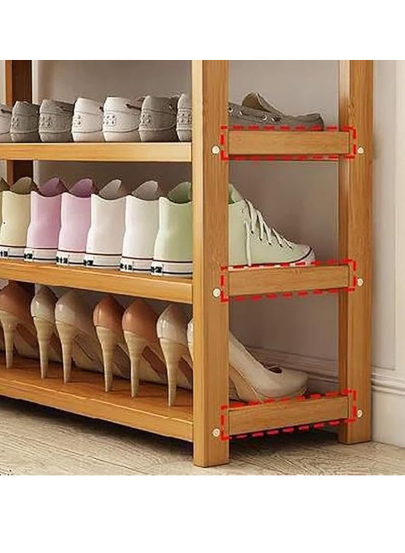 Blueland 7 Tier Wooden Shoe Rack, Bamboo Shoes Cabinet, Free Standing Entryway Shoe Tower Shelf, Shoes Organizer, Multi-Function Organizer, Boots Storage Shelf Modern House Furniture Home Office Stands - Image 2