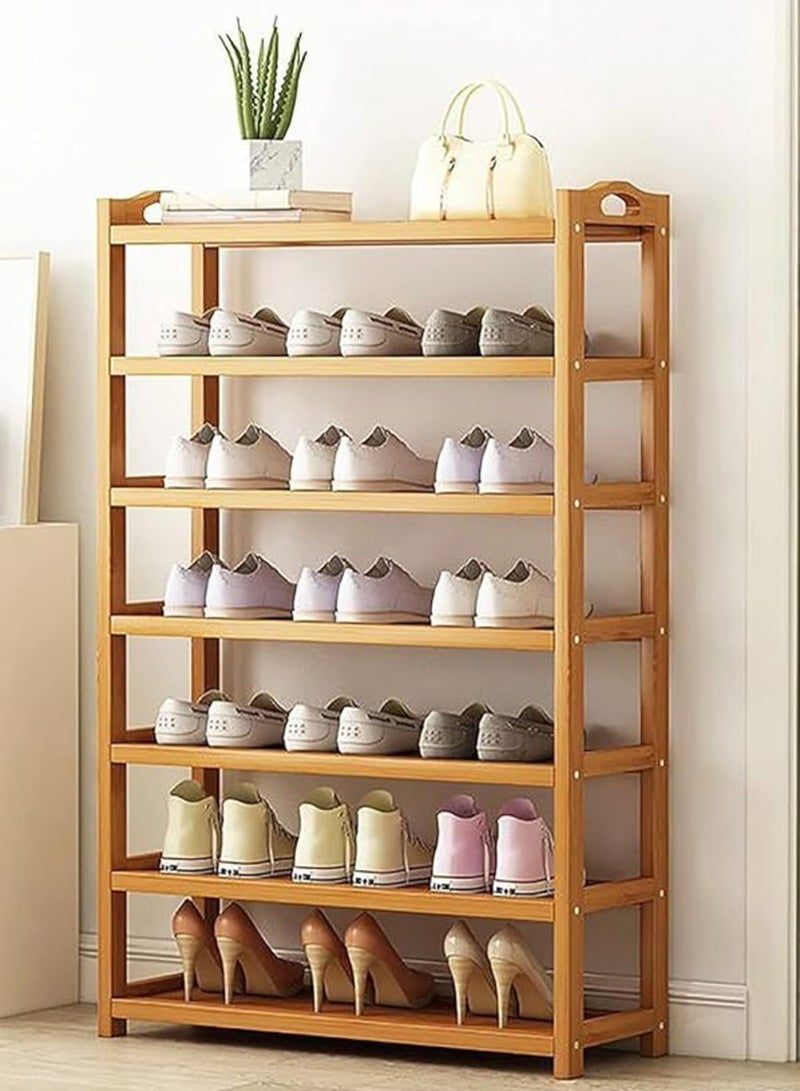 Blueland 7 Tier Wooden Shoe Rack, Bamboo Shoes Cabinet, Free Standing Entryway Shoe Tower Shelf, Shoes Organizer, Multi-Function Organizer, Boots Storage Shelf Modern House Furniture Home Office Stands - Image 5