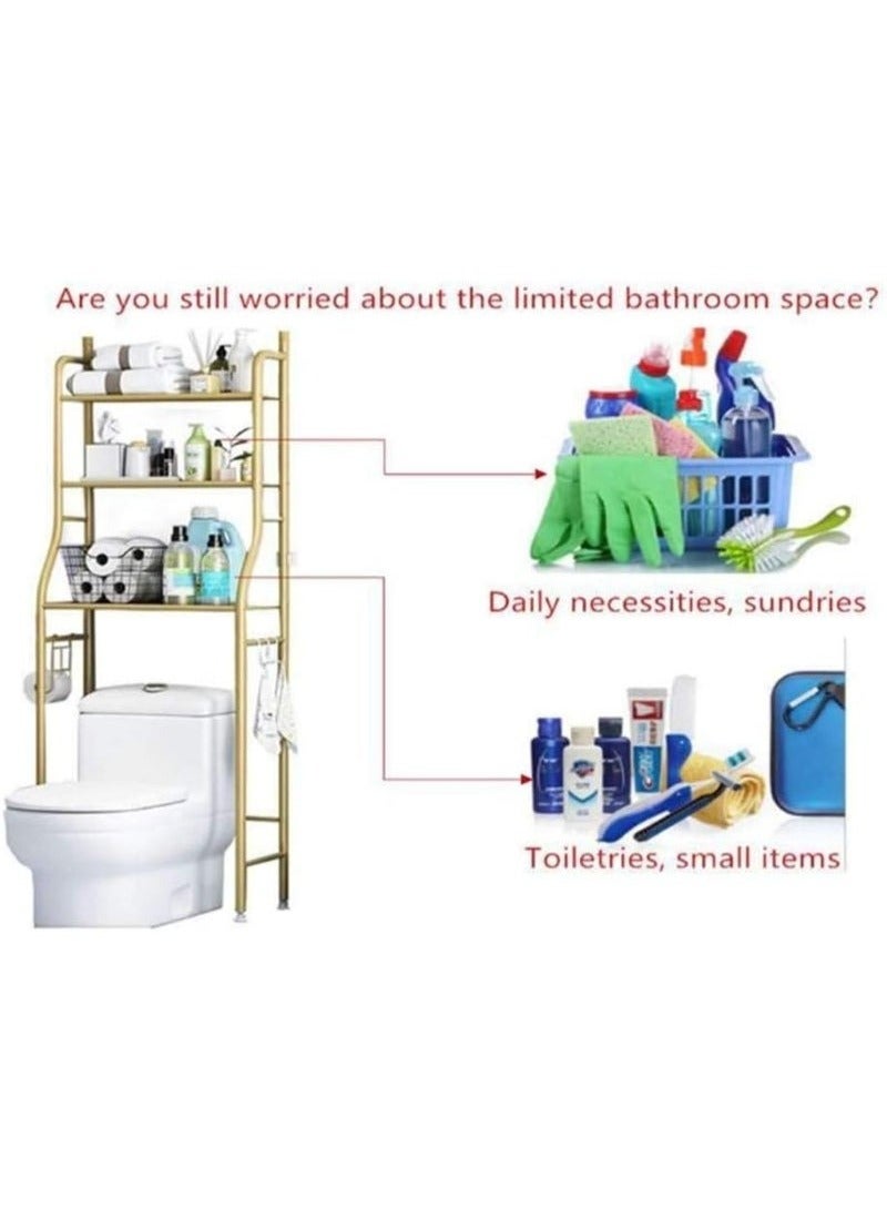 3-Tier Metal Over-The-Toilet Storage Rack – Freestanding Bathroom Organizer with Sturdy Shelves, White Finish