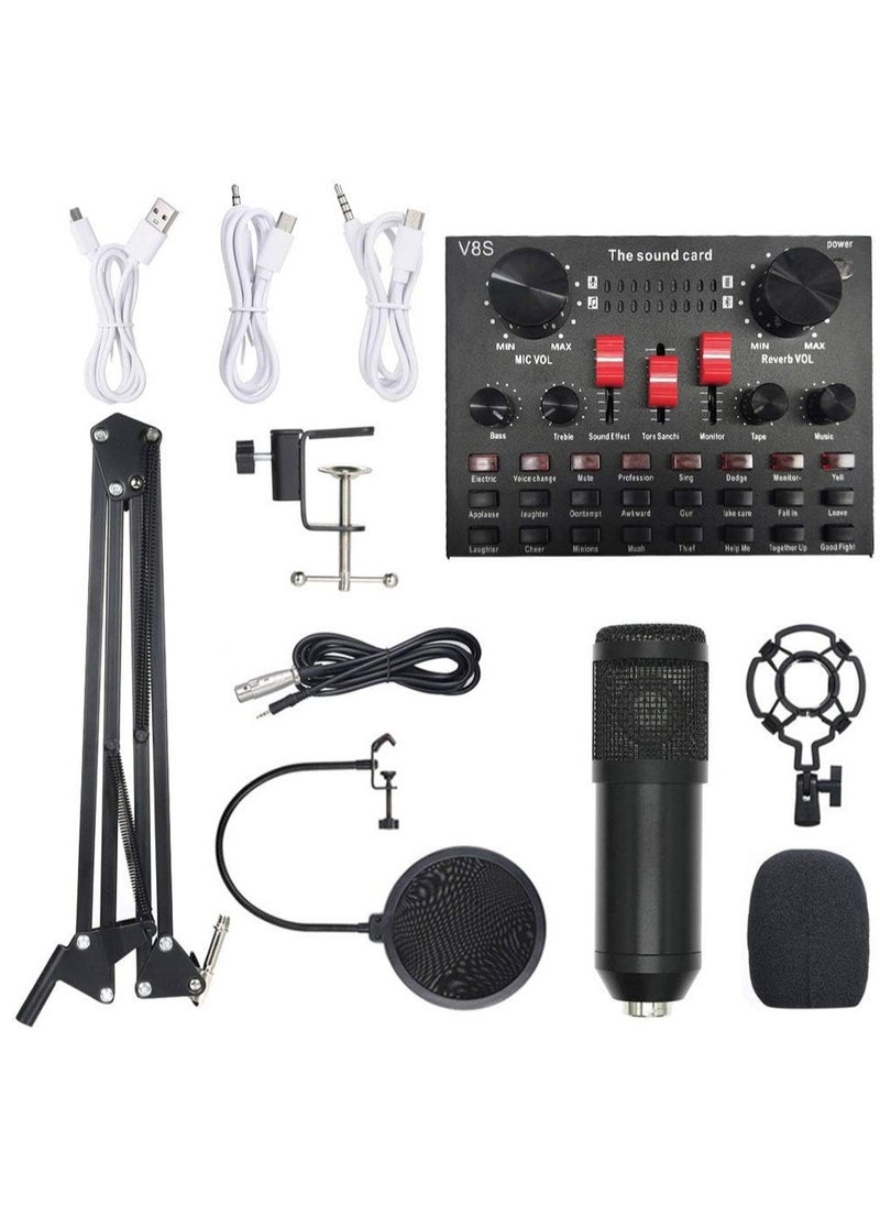 ELTRAZONE - Lixada Multi-functional Live Sound Card BM800 Microphone Set Audio Recording Equipments (Black) - Image 1
