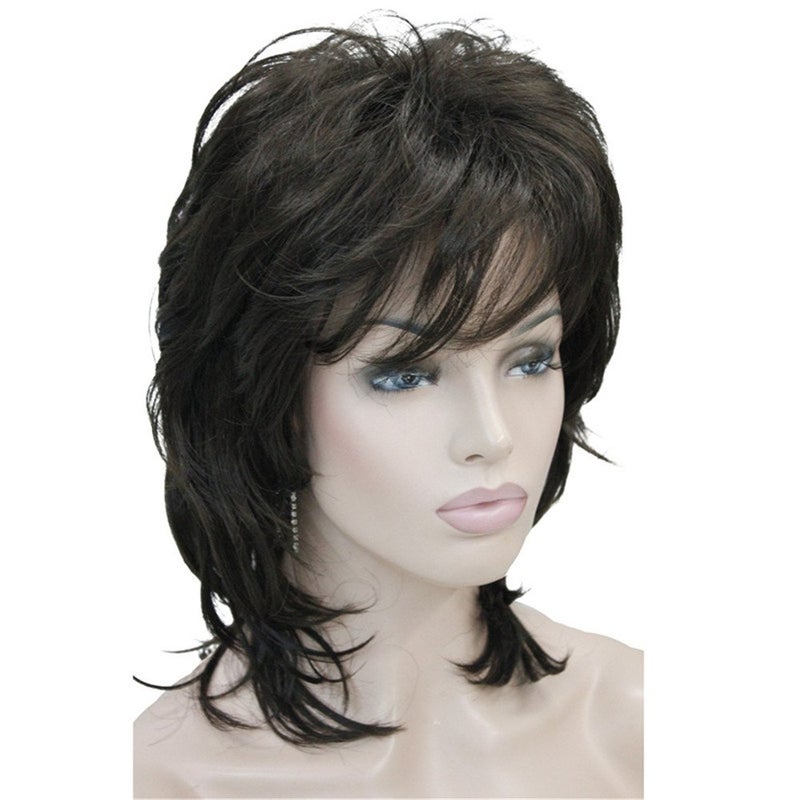Aimole Soft Shaggy Layered Medium Length Classic Cap Synthetic Women Wigs Chestnut Brown 6 Chestnut Brown