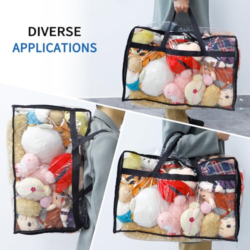 SGHUO Blanket Storage Bags 60L Extra Large Plastic Vinyl Clear Storage Bag for Clothes, Comforter, Bedding, Moving Bags with Zipper and Reinforced Handle (4pcs) - Image 5