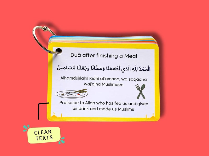 Hidaya Prints 20 Islamic Daily Dua Cards, Islamic Duas Gift for Children and Adults, Ramadan, Dua Cards Translation and Transliteration for Muslims - Image 4