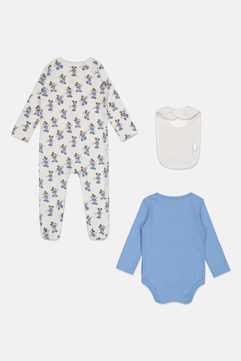 Disney Baby Toddlers Boy 3 Pieces Graphic Print Long Sleeve Bodysuit With Bib Set, Multicolor - Image 3