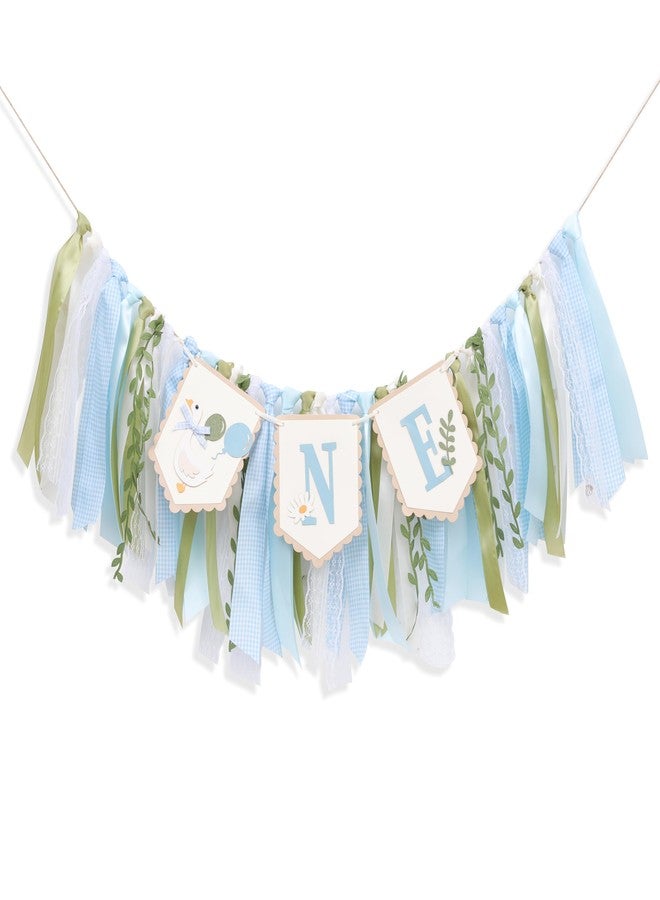 YOUAME Goose High Chair Banner - Boys First Birthday Party Decorations, Blue Goose 1st Birthday Banner, Vintage Goose Animal Themed High Chair Photo Props - Image 4