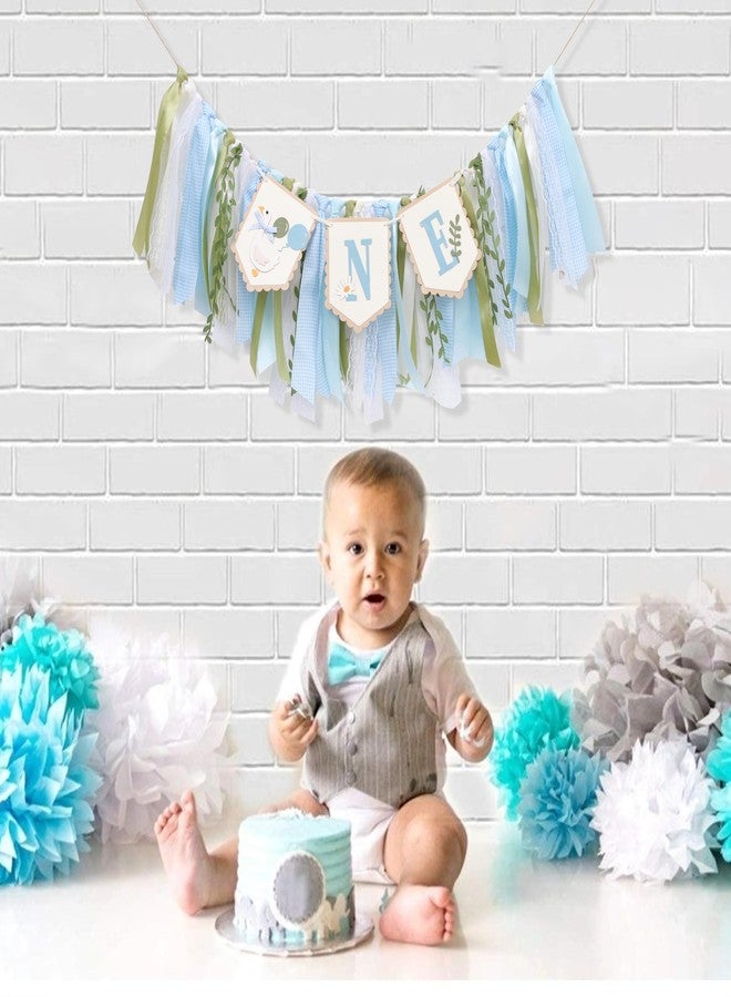 YOUAME Goose High Chair Banner - Boys First Birthday Party Decorations, Blue Goose 1st Birthday Banner, Vintage Goose Animal Themed High Chair Photo Props - Image 3