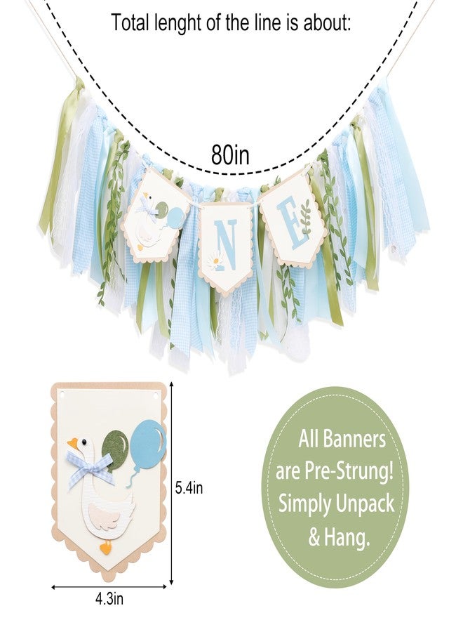 YOUAME Goose High Chair Banner - Boys First Birthday Party Decorations, Blue Goose 1st Birthday Banner, Vintage Goose Animal Themed High Chair Photo Props - Image 2